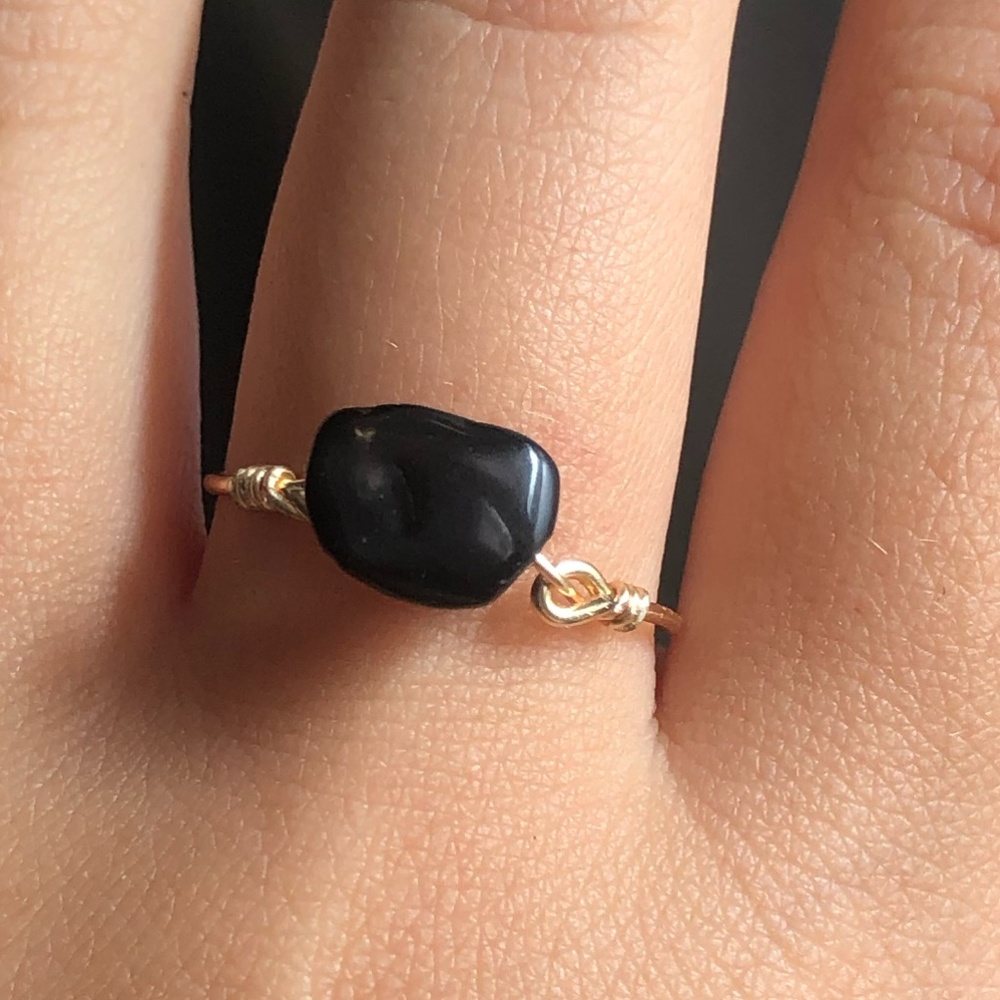 Obsidian Gold Simple Ring